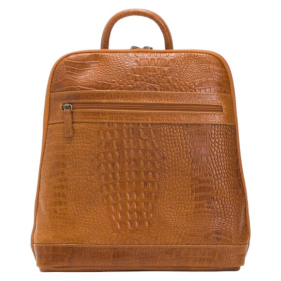JACK GEORGES Leather Hornback Croc Embossed Buffalo Adele Backpack - Picture 1 of 3